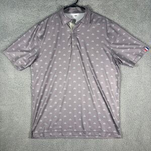 USAG Golf Cart Print Performance Polo Shirt Athletic Golf Casual Sport Wear Sz L